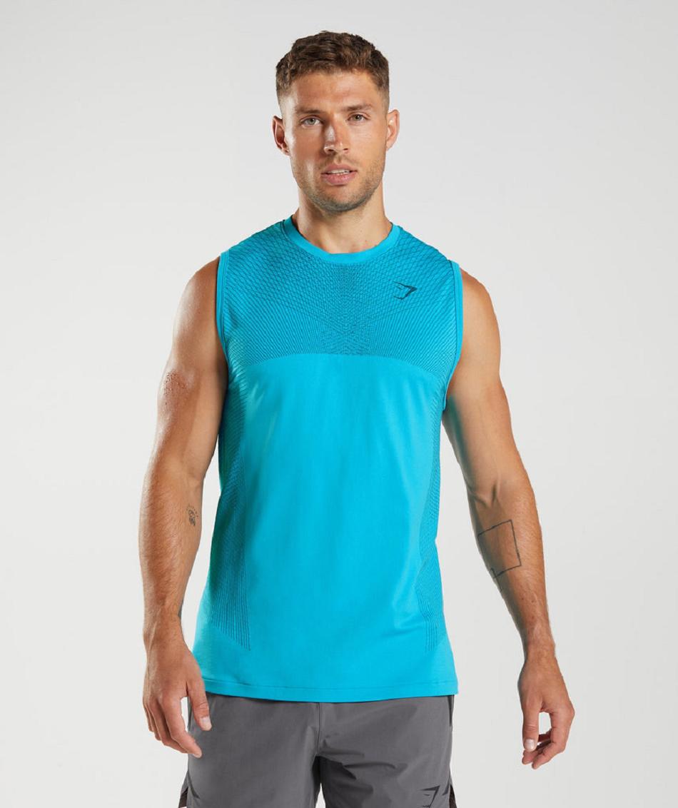 Camiseta Tirantes Gymshark Apex Seamless Hombre Gris Oscuro Azules Azules | CO 3196HAP